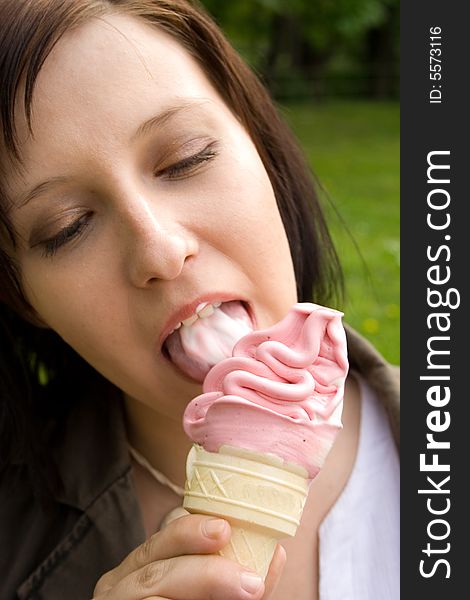 Girl eating an ice