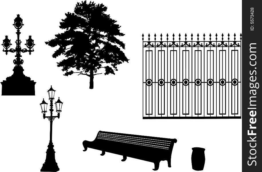 Illustration with different park elements