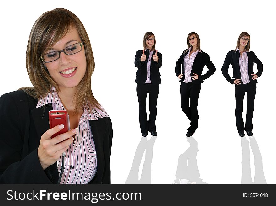 Young business girls over a white background