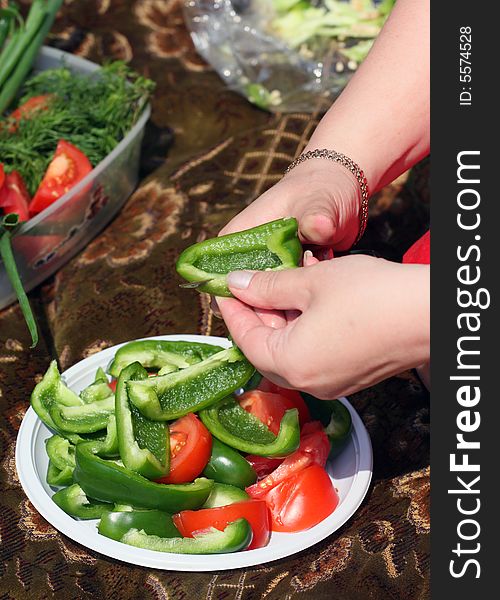 Girl Cut Sweet Pepper