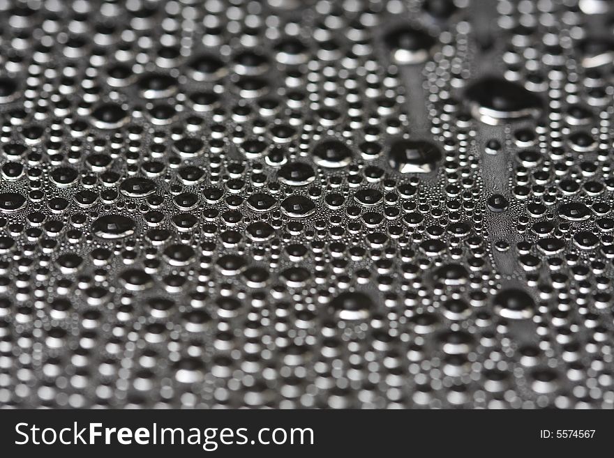 Condensation  droplets under glass surface