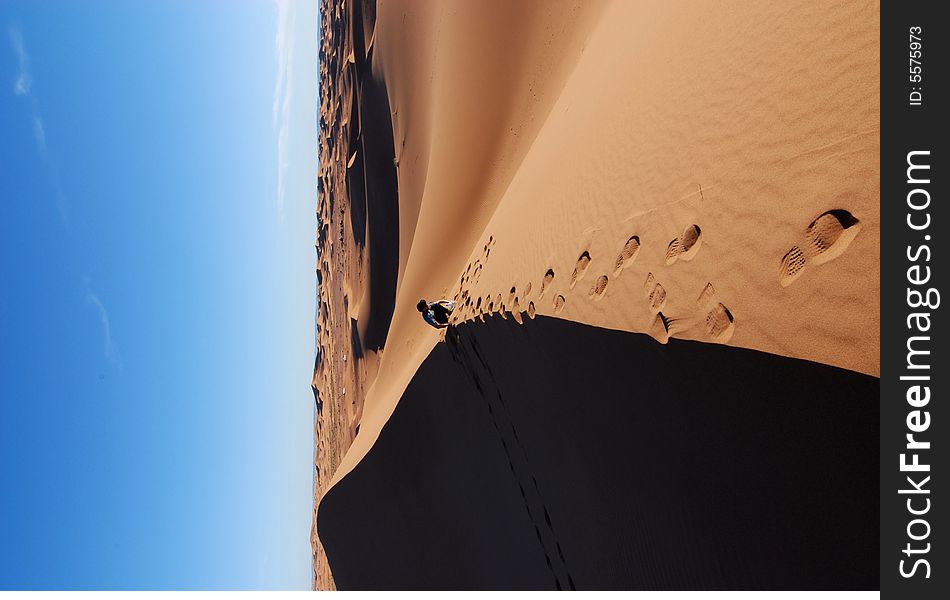 Sahara Sand Dune and a Man