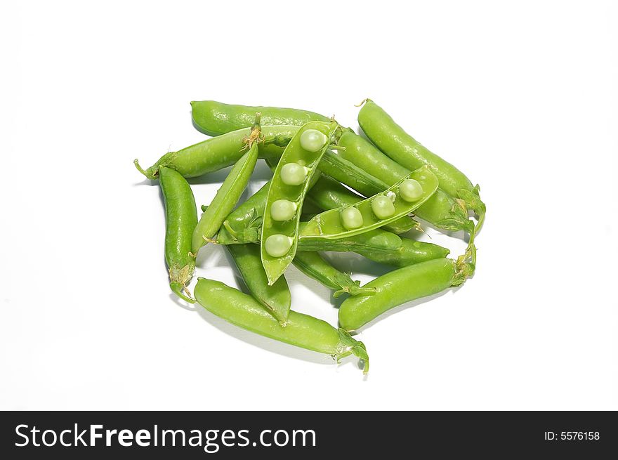 Ripe pea isolated on a white background
