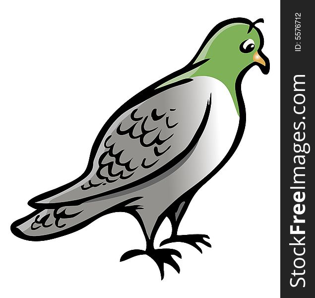 Cartoon illustration of a pigeon