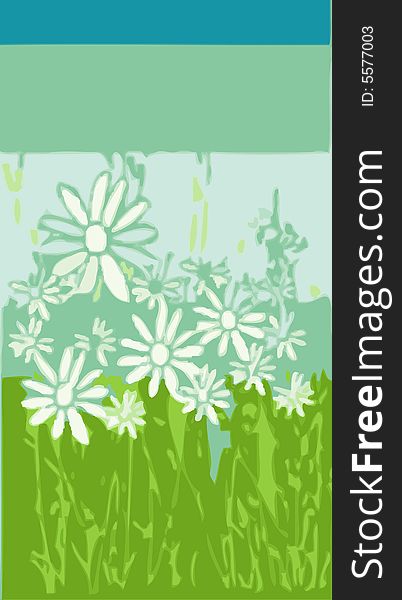 A scalable vector illustration of a scene of flowers produced with only a few colours. A scalable vector illustration of a scene of flowers produced with only a few colours.