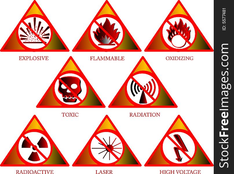 Vector illustration of hazardous symbols. Vector illustration of hazardous symbols