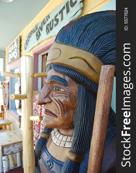 An old cigar shop indian at an antique store. An old cigar shop indian at an antique store.