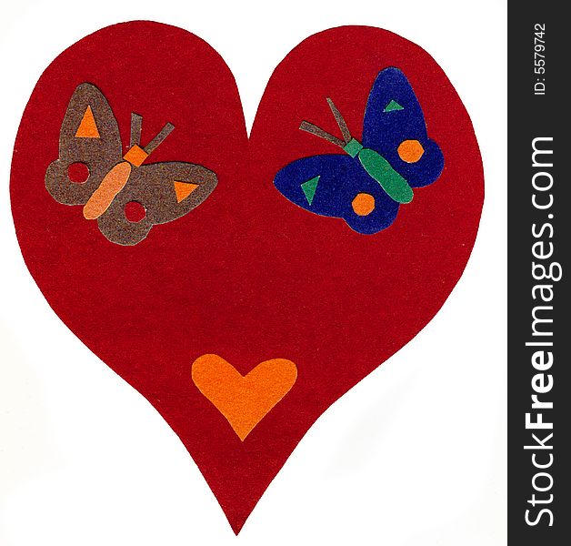 Children's application heart with butterfly
