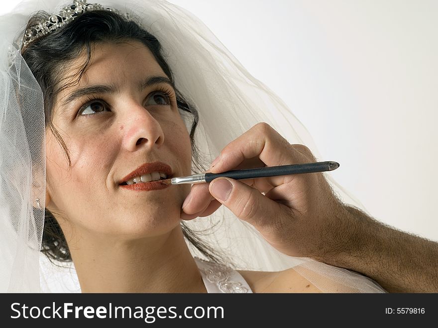 Woman Putting Lip Liner On - Horizontal