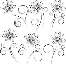 Collection From Silhouettes Of A Flower Royalty Free Stock Photo Collection From Silhouettes Of A Flower Royalty Free Stock Photo