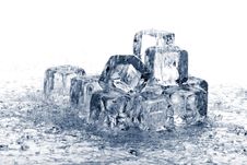 Melting Ice Cubes In Rain Stock Image