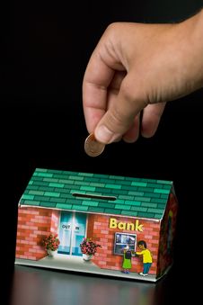 Cardboard Bank Box And Penny Stock Images