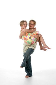 Big Brother Carrying His Younger Sister Royalty Free Stock Photo Big Brother Carrying His Younger Sister Royalty Free Stock Photo
