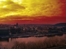 Sunset Over Prague Royalty Free Stock Photo Sunset Over Prague Royalty Free Stock Photo