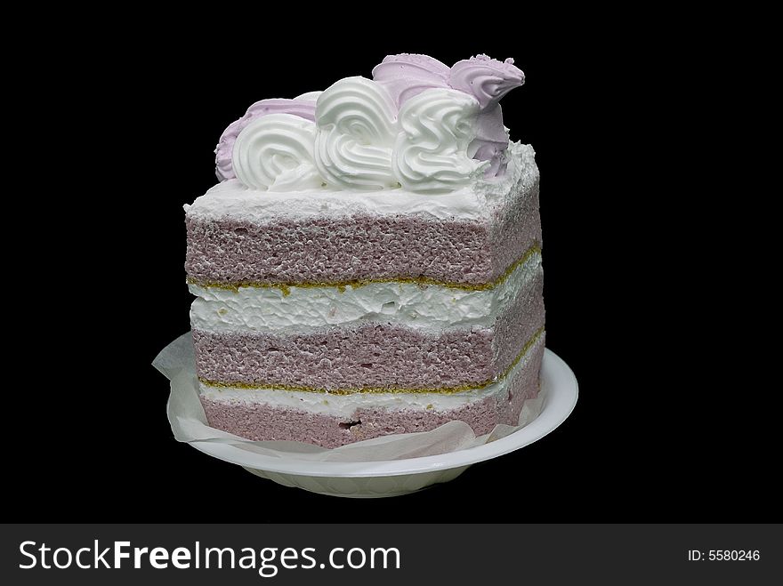Isolsted cake on black background. Isolsted cake on black background