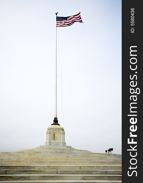 American flag flying at a United States National Cemetery in Northern California