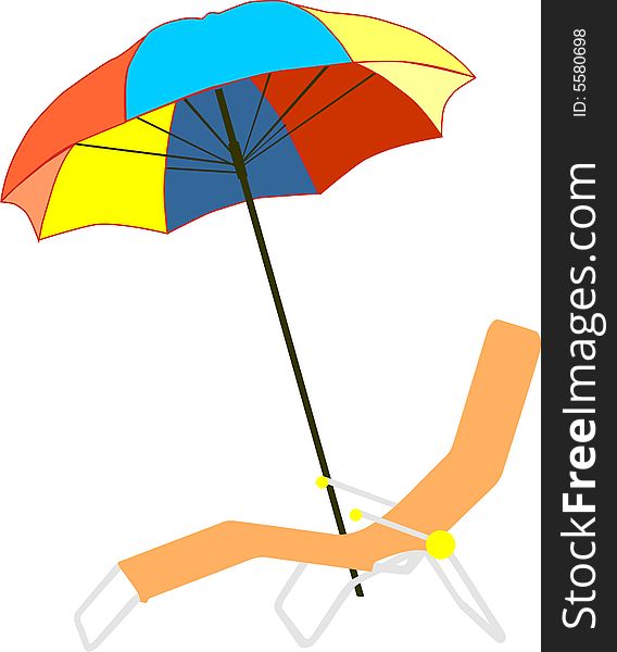 Parasol colour and chaise longue under him