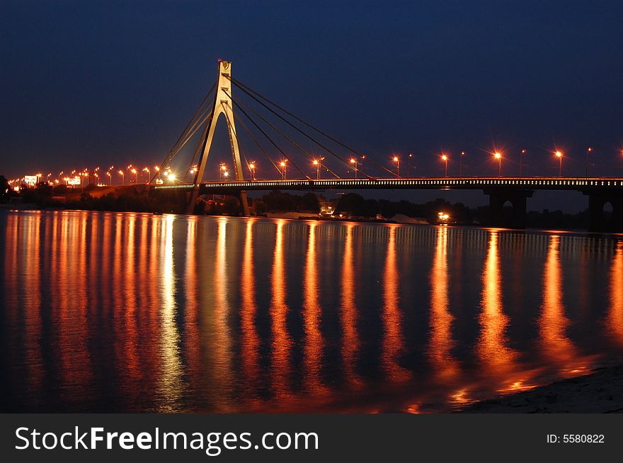 Moscow bridge across Dnepr river. Kiev,Ukraine