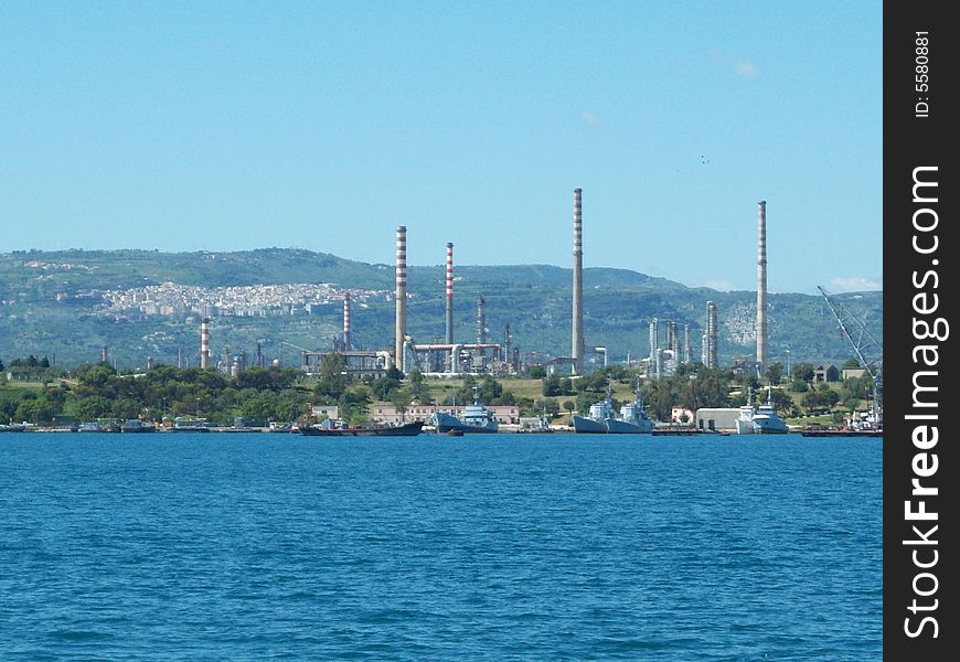 This is a refinery in a port
