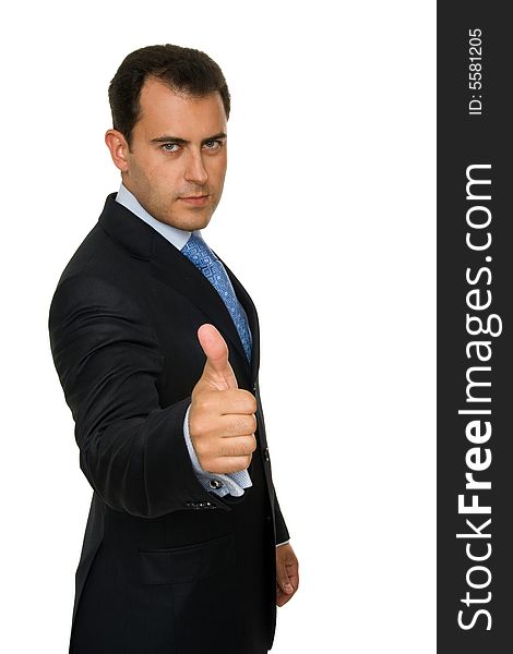 Portrait of a young attractive businessman giving the thumbs-up sign. Portrait of a young attractive businessman giving the thumbs-up sign