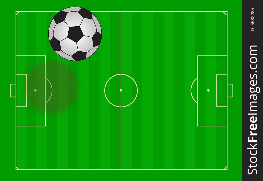 Football field illustration with ball. Football field illustration with ball