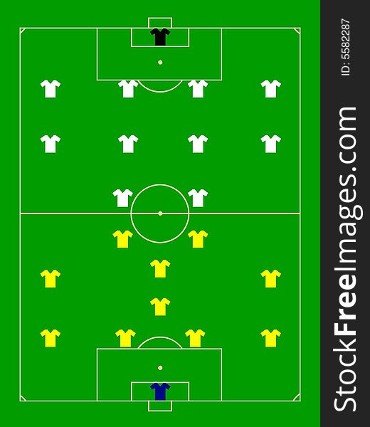 Football field illustration with teams players scheme. Football field illustration with teams players scheme