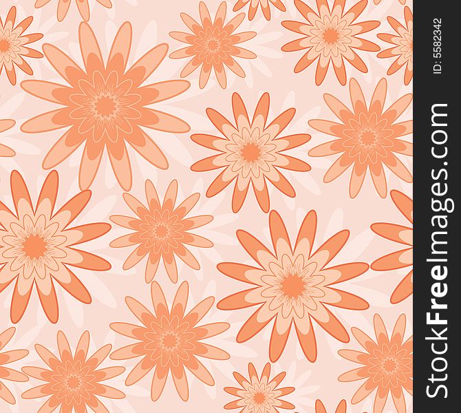 Seamless pattern with orange abstract flowers (can be repeated and scaled in any size). Seamless pattern with orange abstract flowers (can be repeated and scaled in any size)