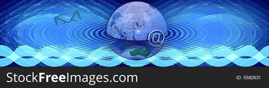 Banner:Floating E-mail And Planet