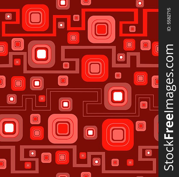 Abstract background with squares and zigzags in red color. Abstract background with squares and zigzags in red color