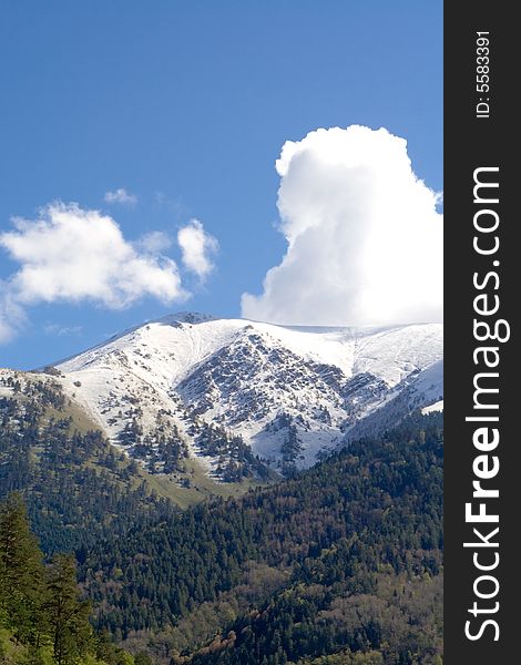 Magnificent mountain panorama with blue sky. Magnificent mountain panorama with blue sky