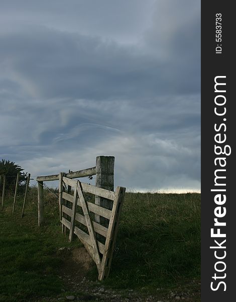 Farm gate left open for animals to change padocks. Farm gate left open for animals to change padocks.