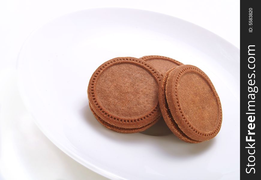 Crispy biscuits on a white plate