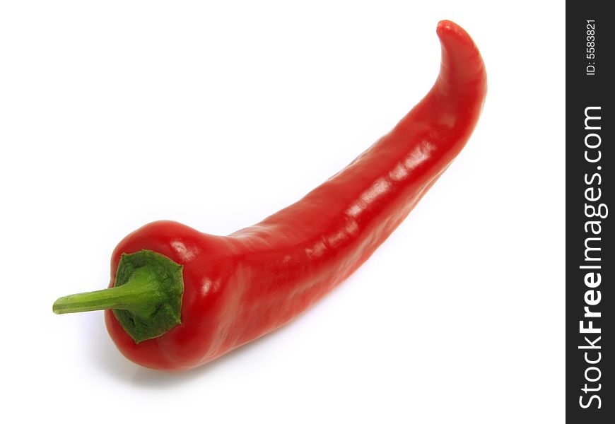 Fresh red chili pepper isolated on white background