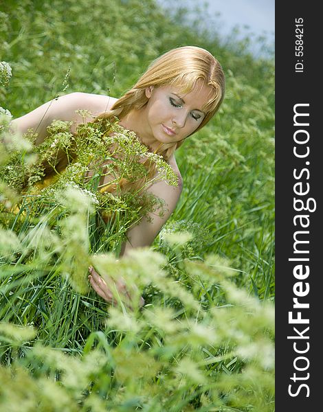 Beauty Girl In Summer Forest