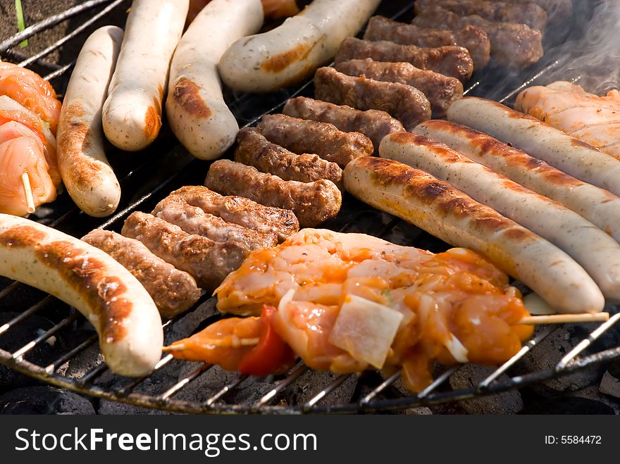 Fresh barbecue with mixed meat