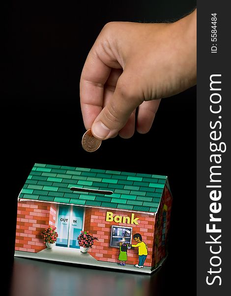 Cardboard Bank Box And Penny