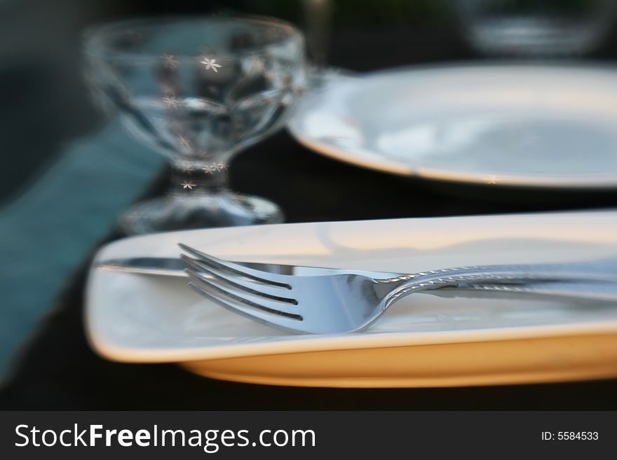 A dinner table detail of a wedding reception table