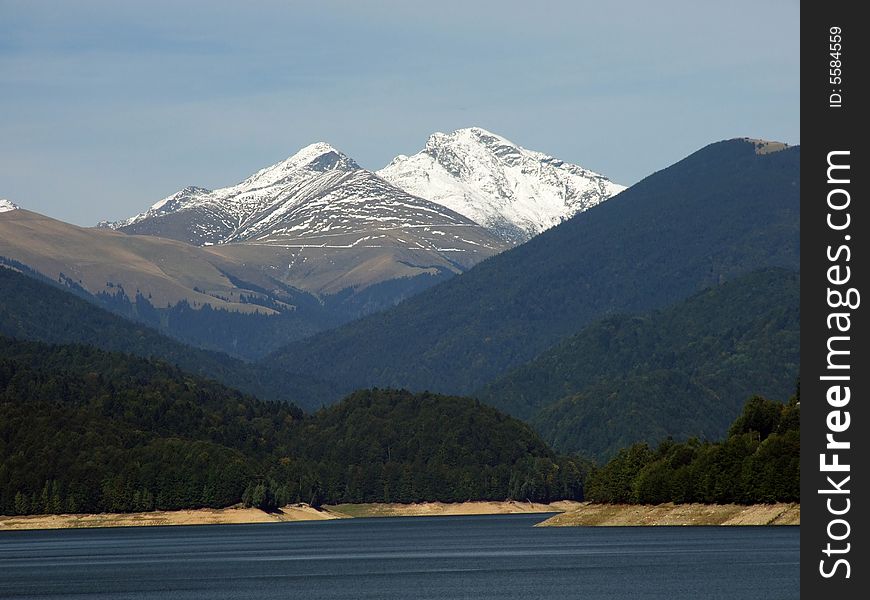 Fagaras mountain and Vidraru lake