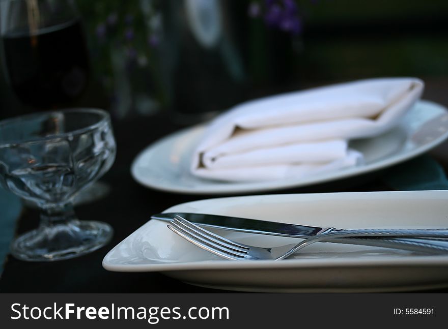 A detail shot of a fancy dinner table. A detail shot of a fancy dinner table