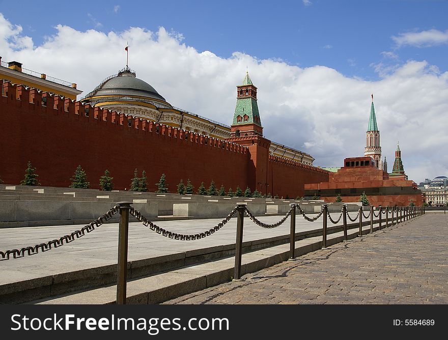 Moscow, Kremlin wall and towers on red square. Moscow, Kremlin wall and towers on red square