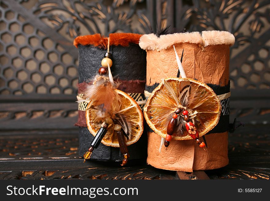 Ethnic African decorated dream catchers made from leather