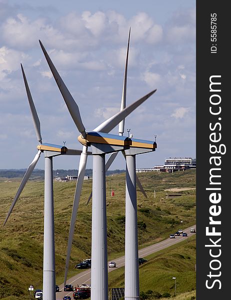 Three Wind Turbines in Holland