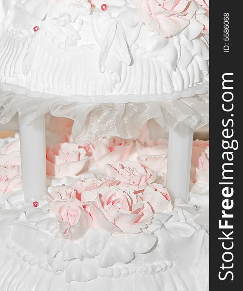 Beautiful white and pink wedding cake background