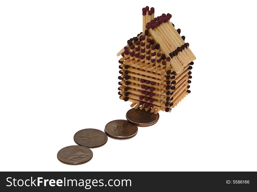 Path made from coins to home.
Isolated image on white background. Path made from coins to home.
Isolated image on white background.