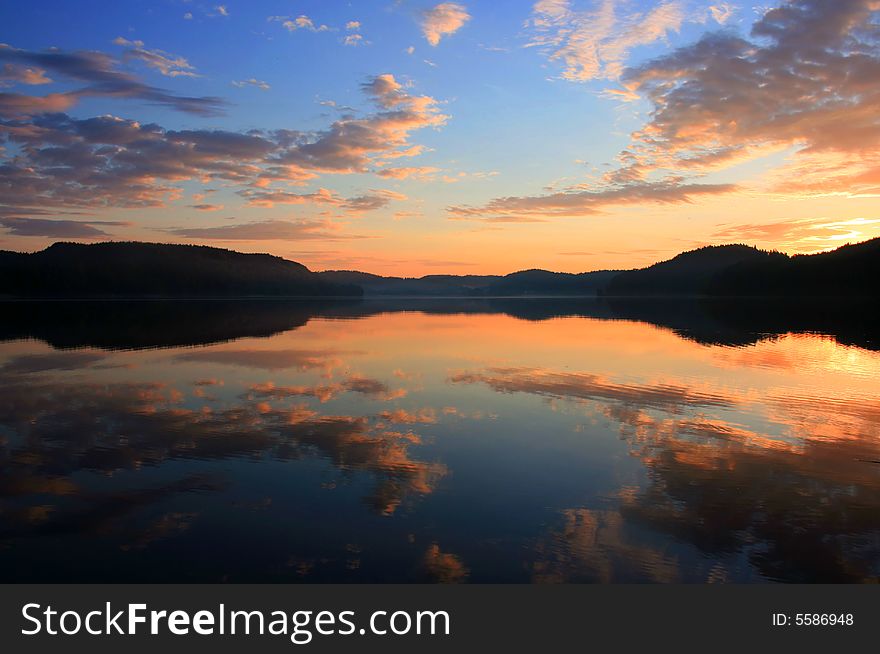 Beautiful sunset in Karelia and Ladoga lake. Beautiful sunset in Karelia and Ladoga lake