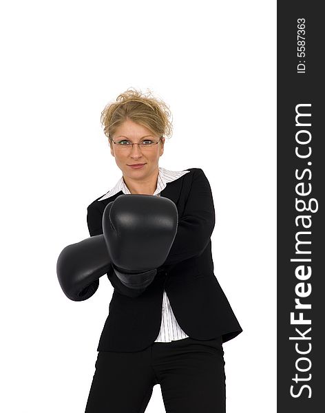 Woman in suit and with Gloves. Woman in suit and with Gloves.