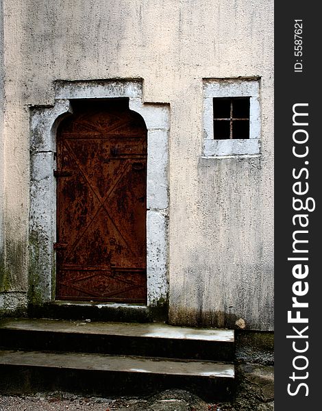 Old door and window near the sea