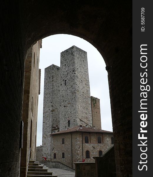 14 Towers still stand tall in the town of San Gimignana Italy. 14 Towers still stand tall in the town of San Gimignana Italy
