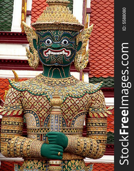 Ramakien' statue at Wat Phra Kaew, The Temple of the Emerald Buddha in Bangkok, Thailand, Asia. Ramakien' statue at Wat Phra Kaew, The Temple of the Emerald Buddha in Bangkok, Thailand, Asia.