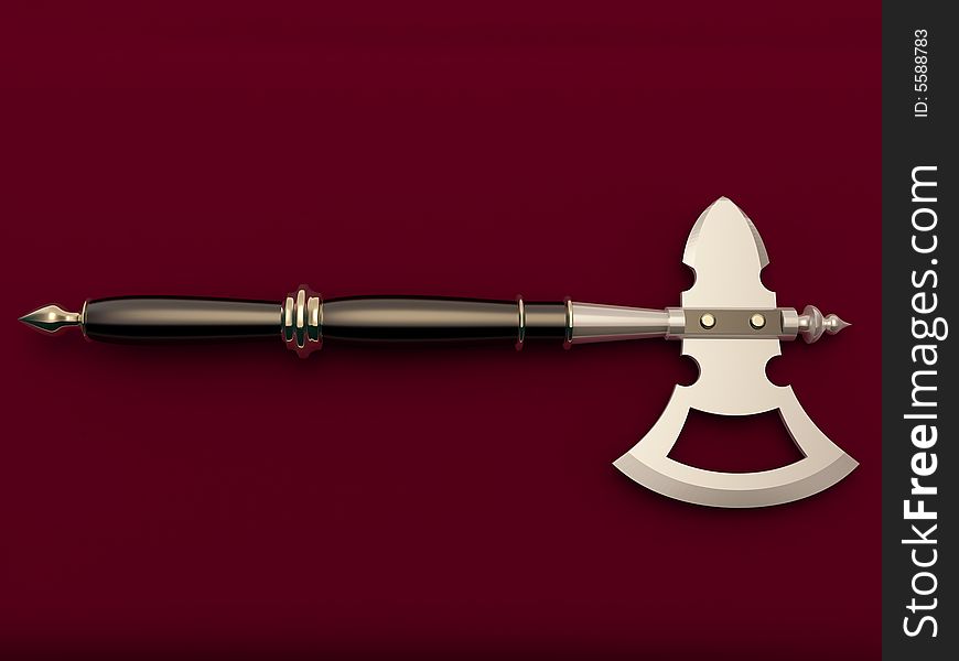 War axe on a maroon background